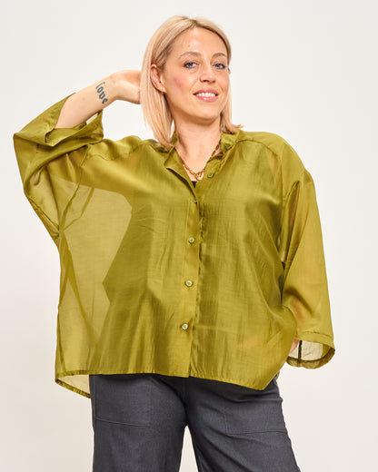 Camicia Over Corta In Cotone Leggero