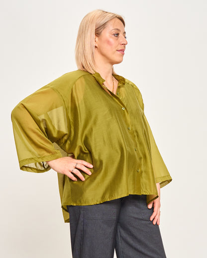 Camicia Over Corta In Cotone Leggero