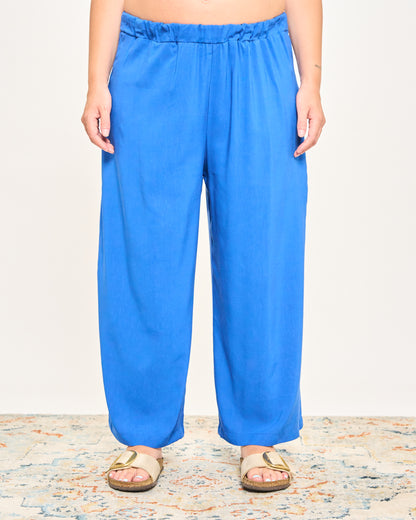 Solid Color Linen Blend Crop Trousers