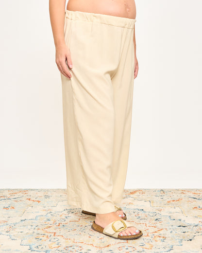 Solid Color Linen Blend Crop Trousers
