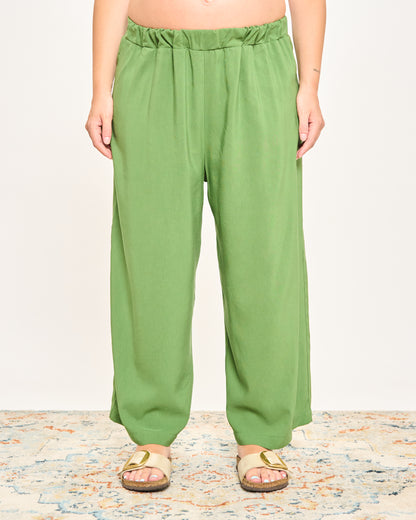 Solid Color Linen Blend Crop Trousers