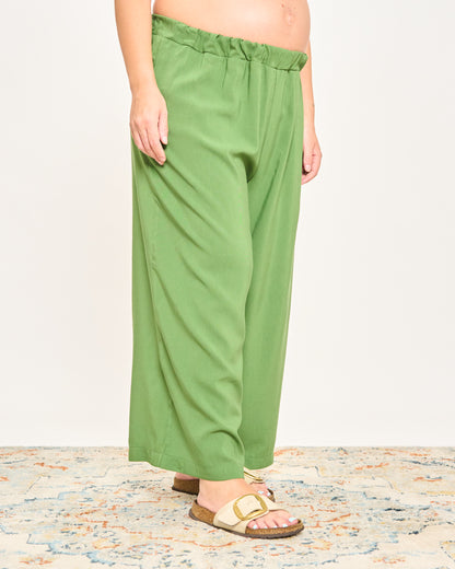 Solid Color Linen Blend Crop Trousers