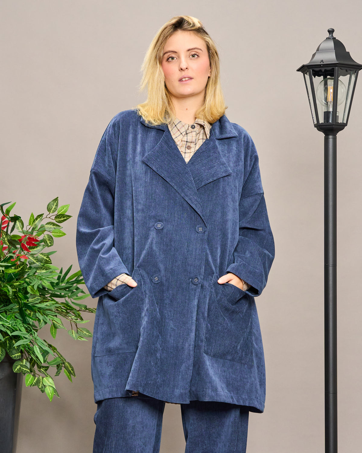 Oversized Unstructured Double-Breasted Jacket