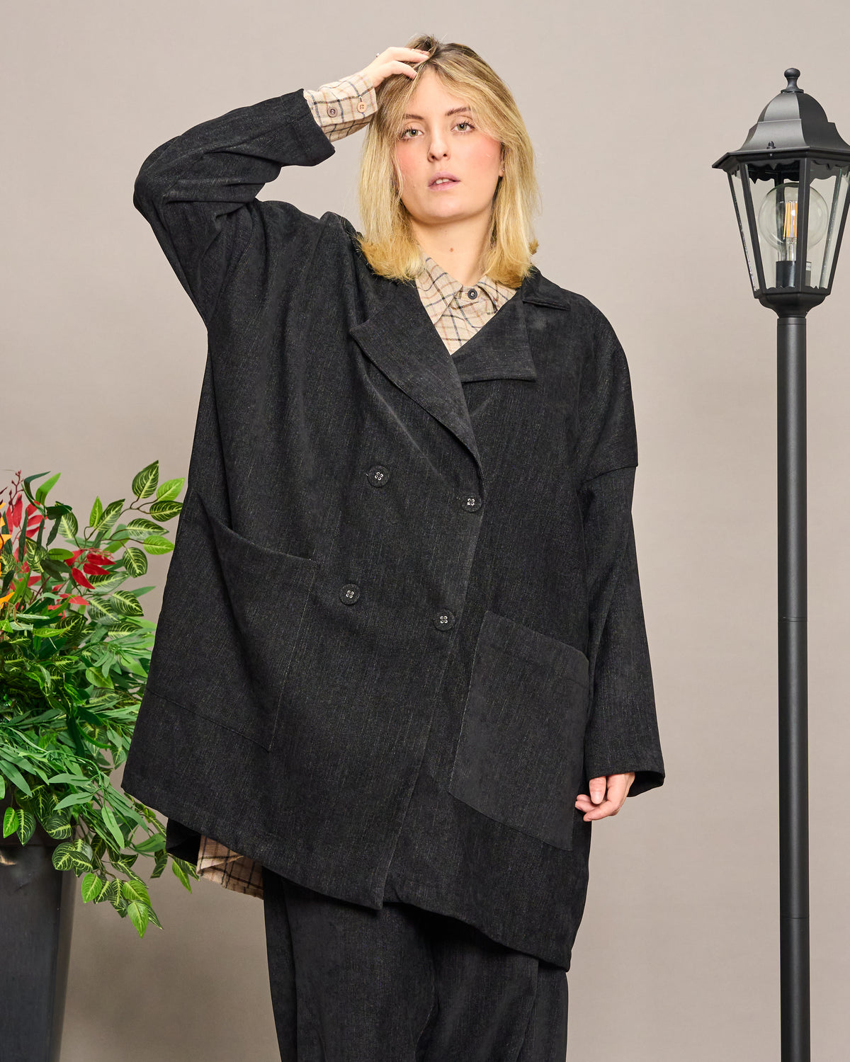 Oversized Unstructured Double-Breasted Jacket