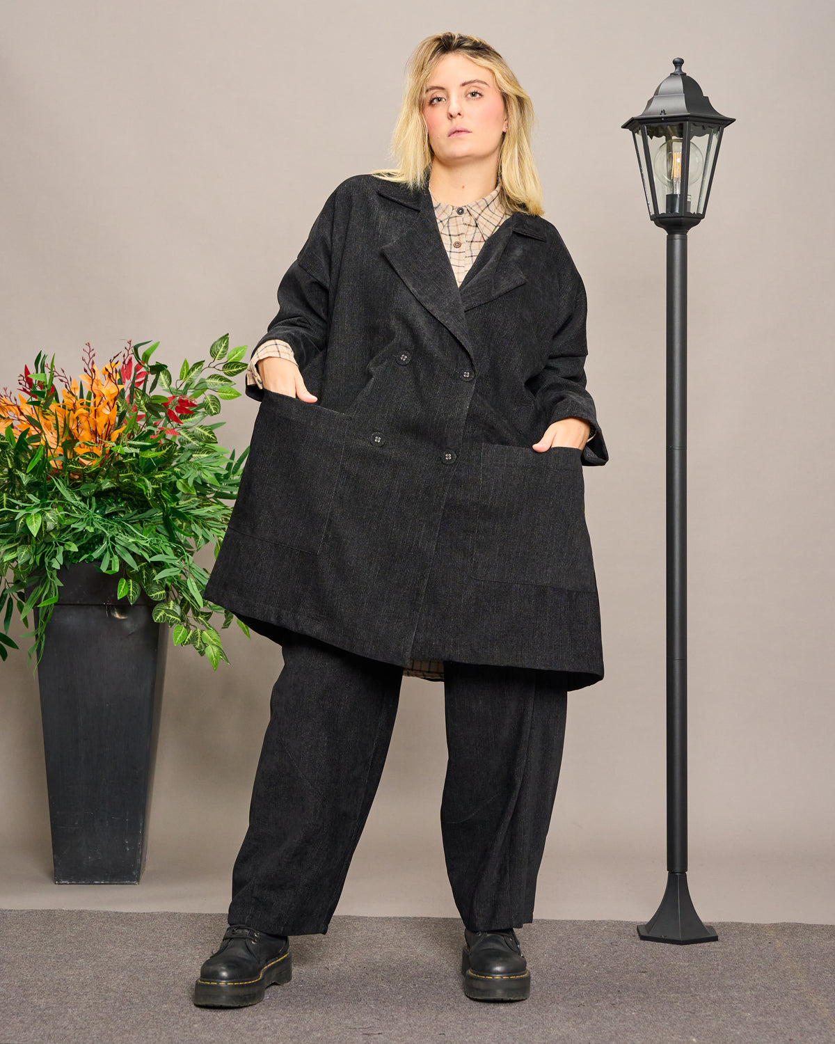 Oversized Unstructured Double-Breasted Jacket