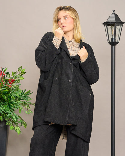 Oversized Unstructured Double-Breasted Jacket