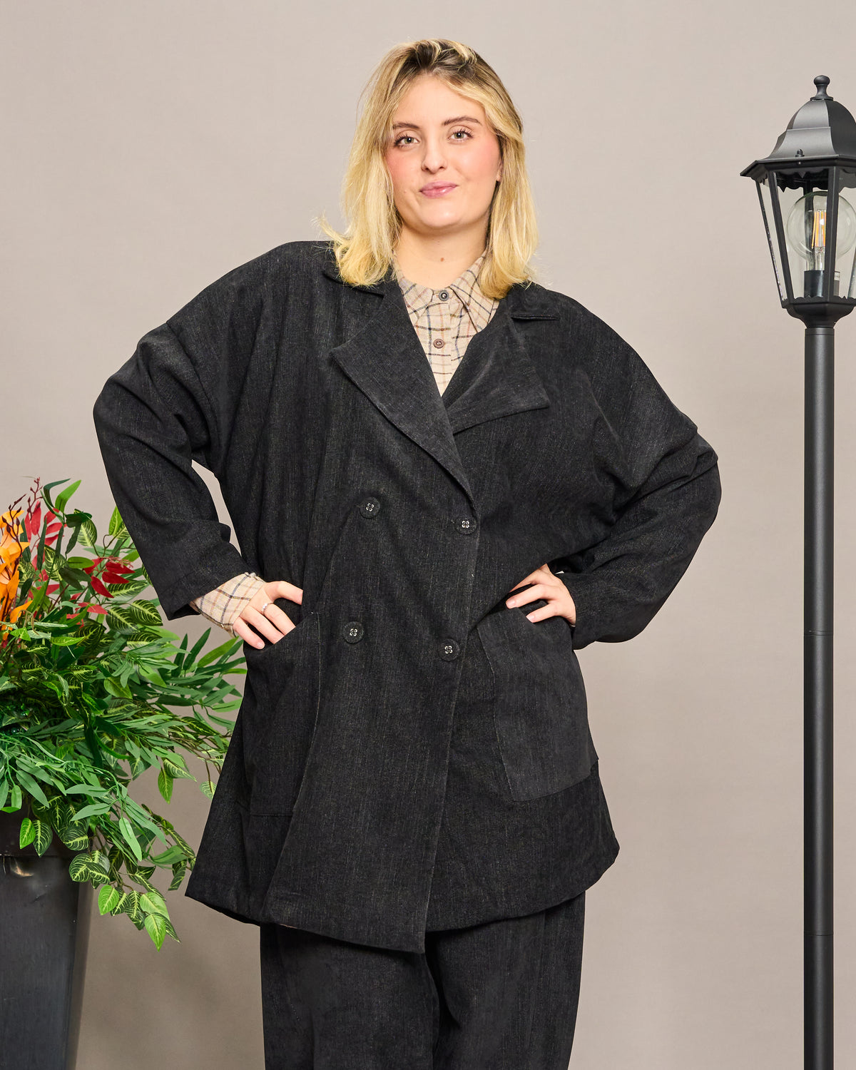 Oversized Unstructured Double-Breasted Jacket