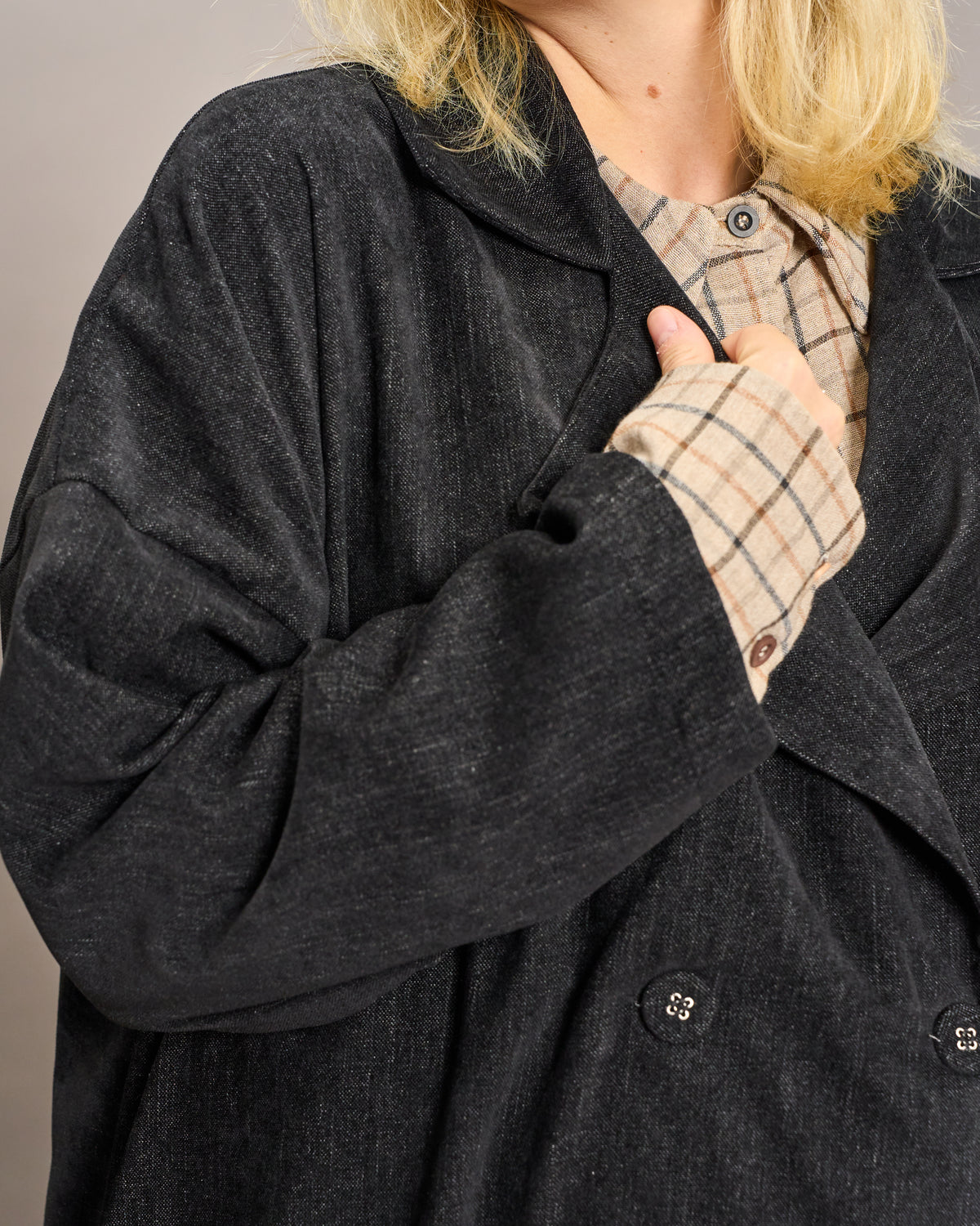 Oversized Unstructured Double-Breasted Jacket