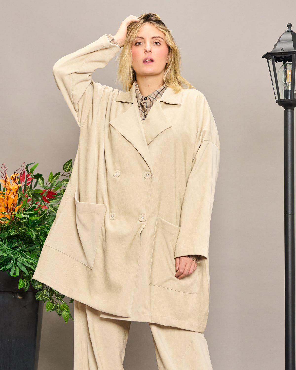 Oversized Unstructured Double-Breasted Jacket