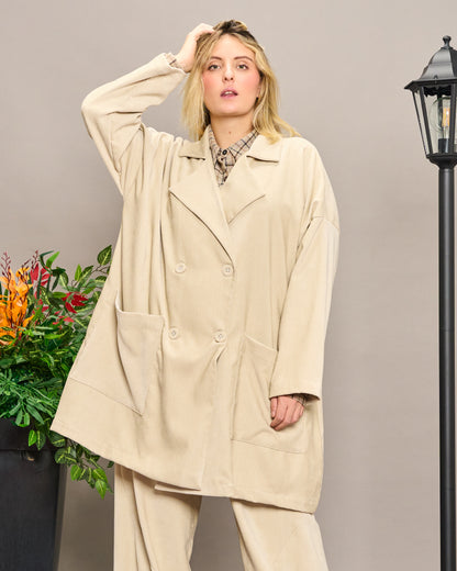 Oversized Unstructured Double-Breasted Jacket