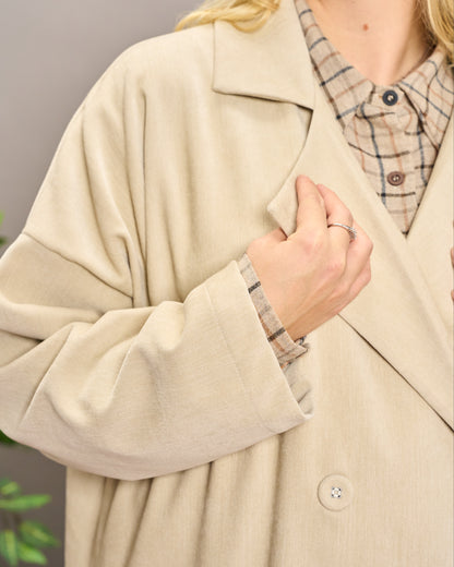 Oversized Unstructured Double-Breasted Jacket