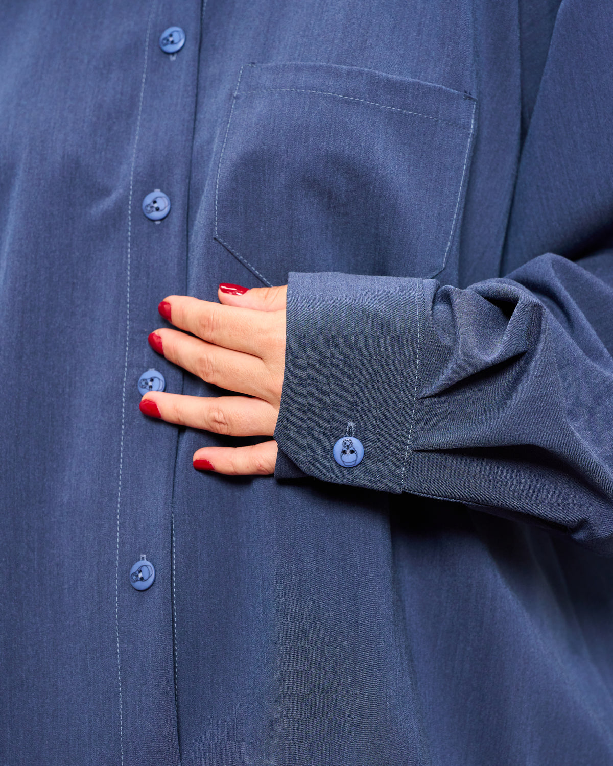 Collarless Shirt with Drawstring