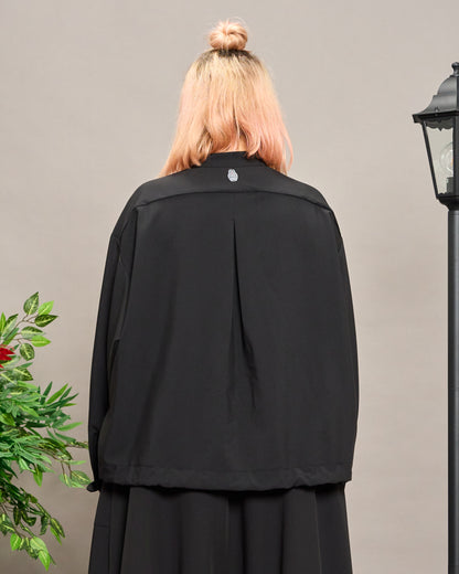 Collarless Shirt with Drawstring