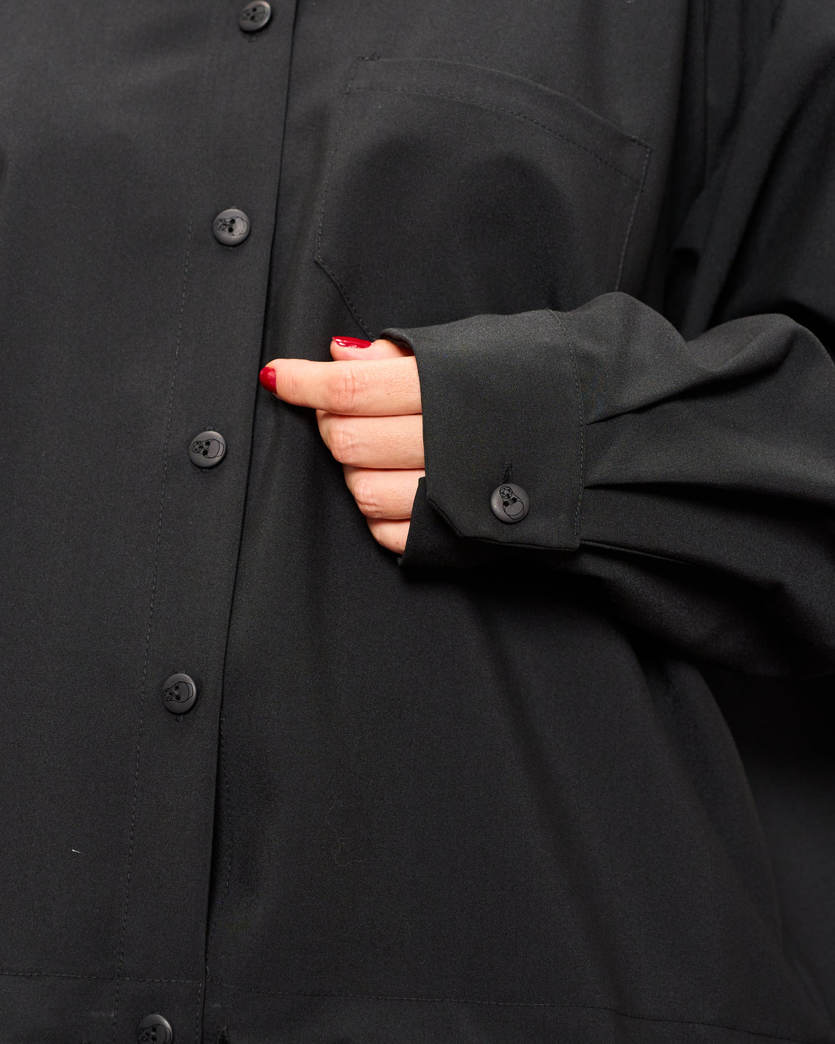 Collarless Shirt with Drawstring