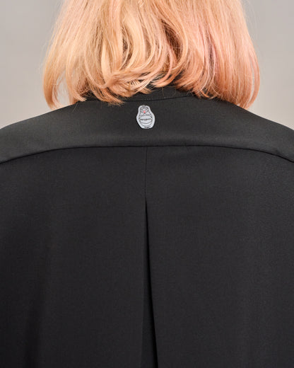 Collarless Shirt with Drawstring