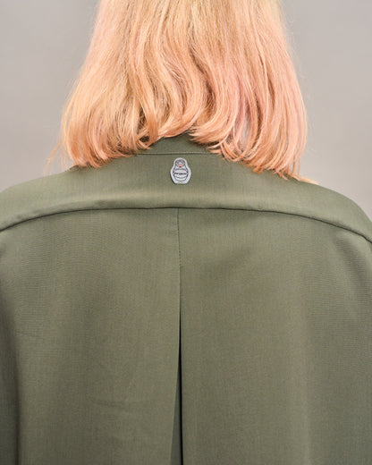 Collarless Shirt with Drawstring