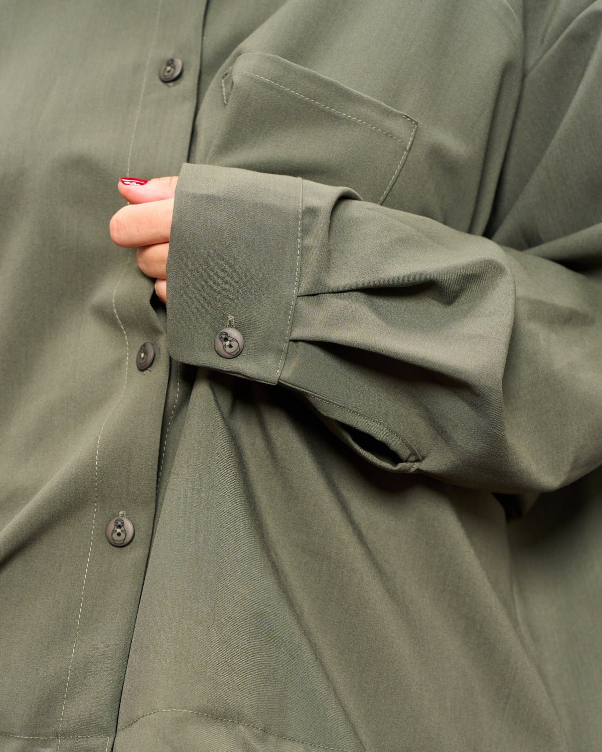 Collarless Shirt with Drawstring