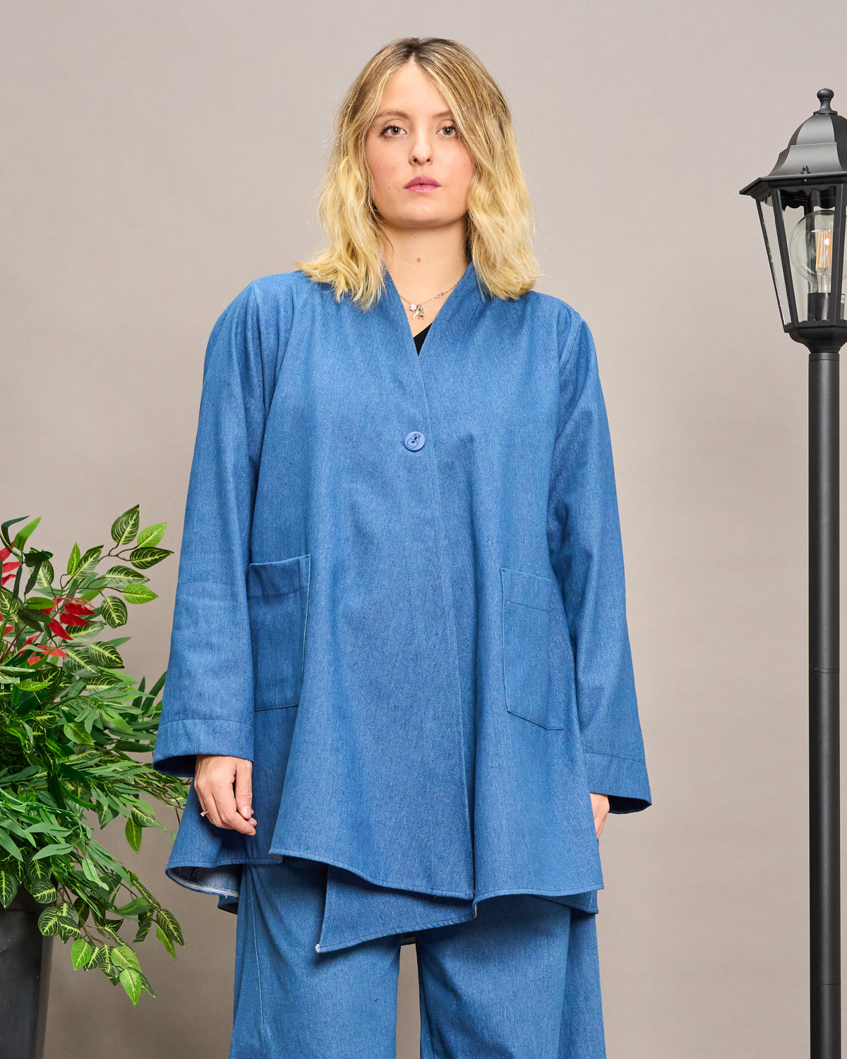 Oriental Double-Breasted Denim Jacket
