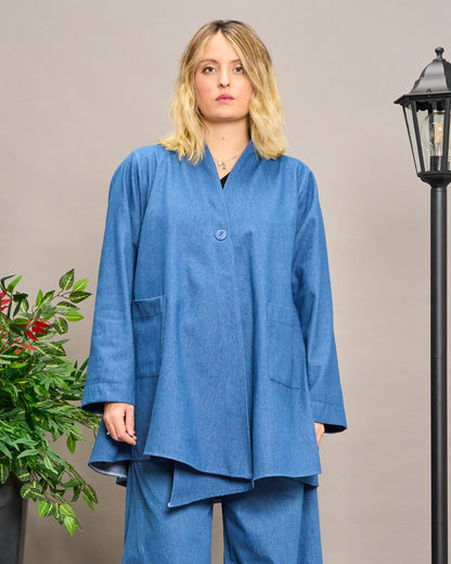 Oriental Double-Breasted Denim Jacket