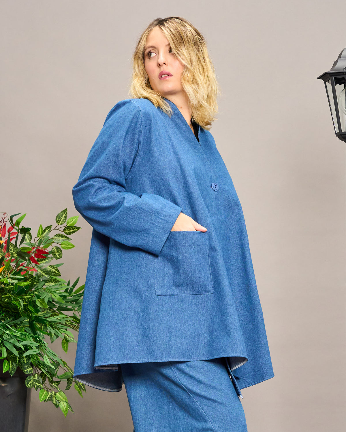 Oriental Double-Breasted Denim Jacket