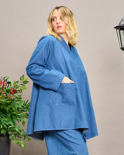 Oriental Double-Breasted Denim Jacket