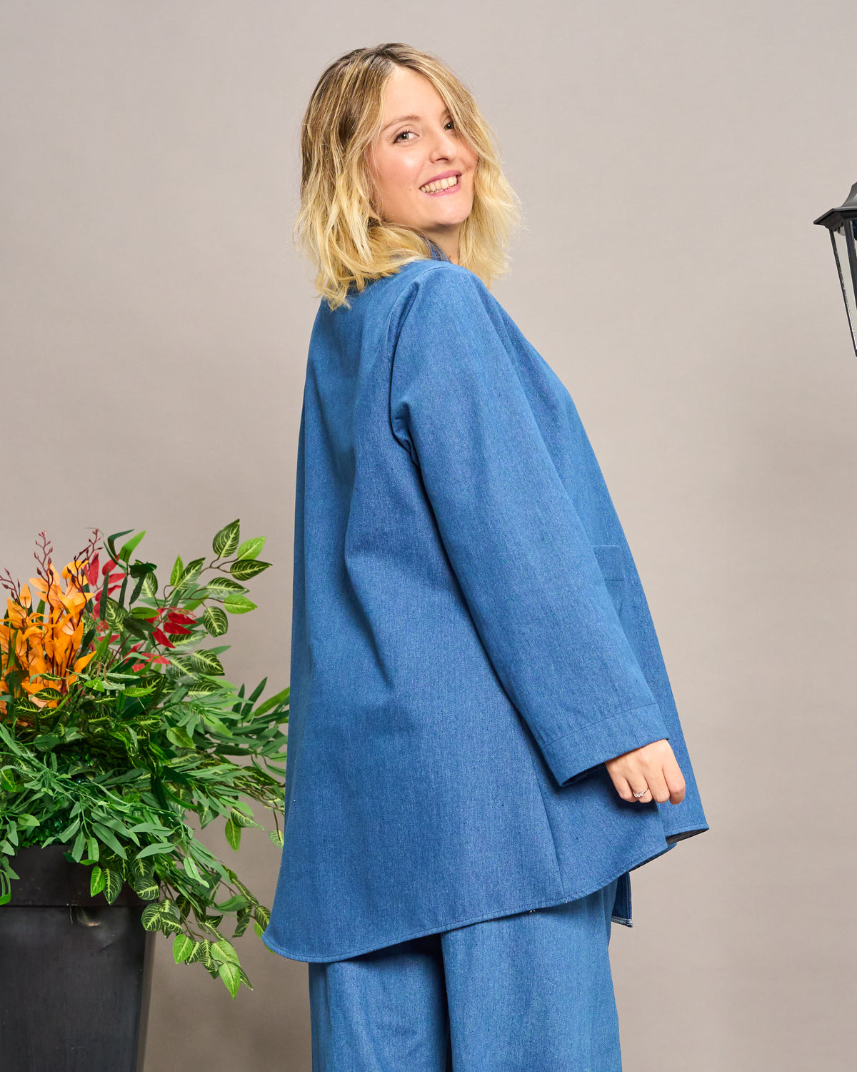 Oriental Double-Breasted Denim Jacket