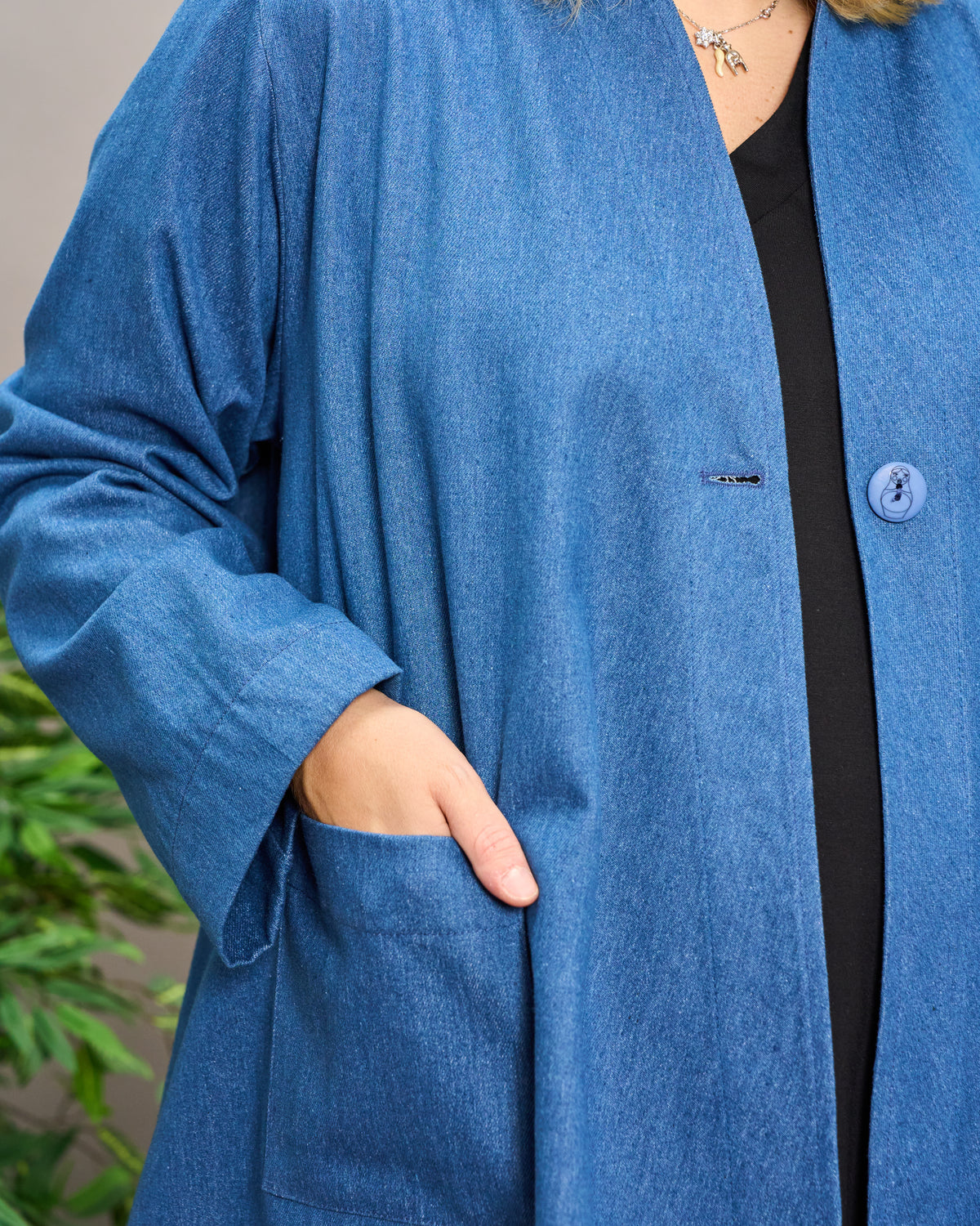 Oriental Double-Breasted Denim Jacket