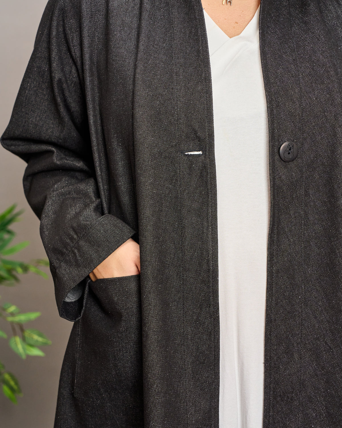 Oriental Double-Breasted Denim Jacket