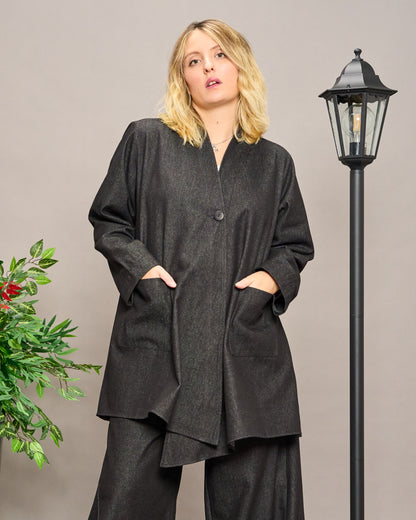 Oriental Double-Breasted Denim Jacket