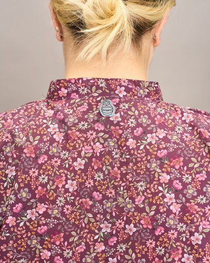 Long-Sleeve Patterned Grandad Collar Shirt