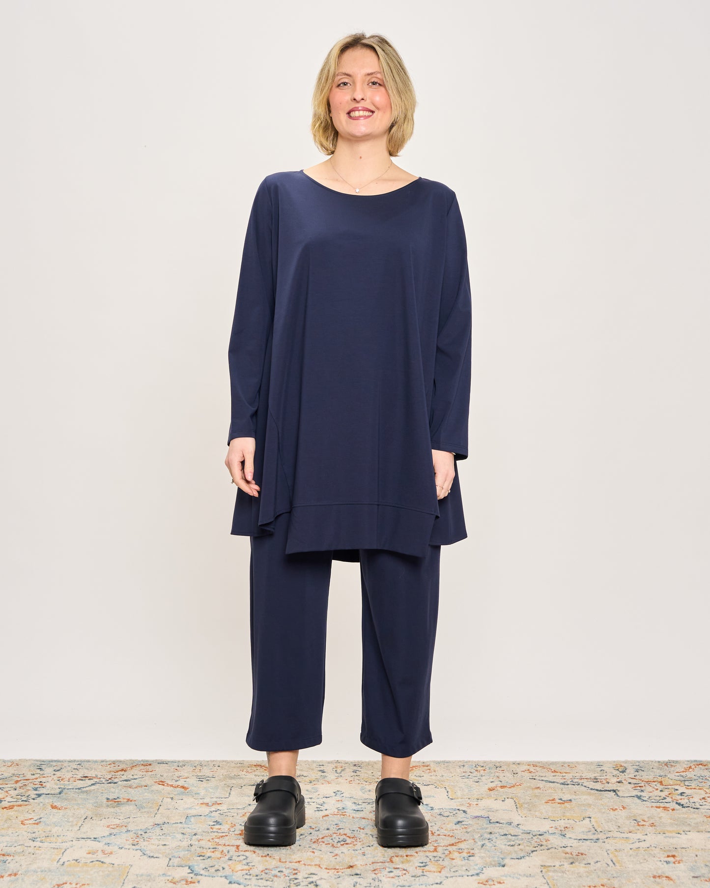 Maxi Flared Sweater with Staggered Hem