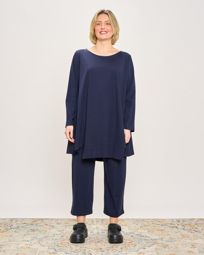 Maxi Flared Sweater with Staggered Hem