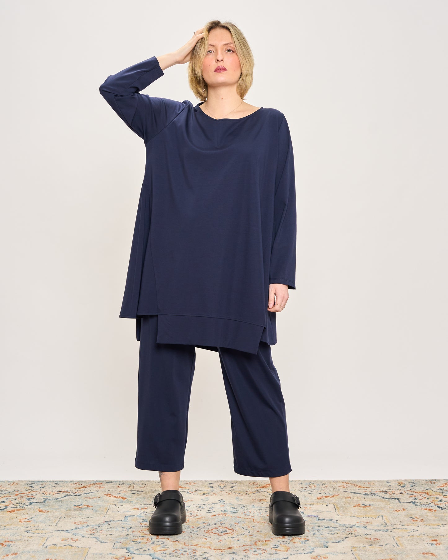 Maxi Flared Sweater with Staggered Hem