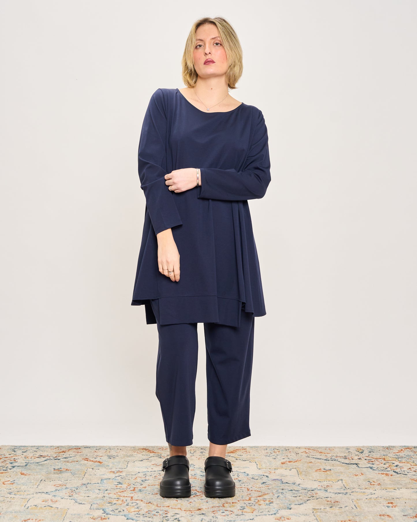 Maxi Flared Sweater with Staggered Hem