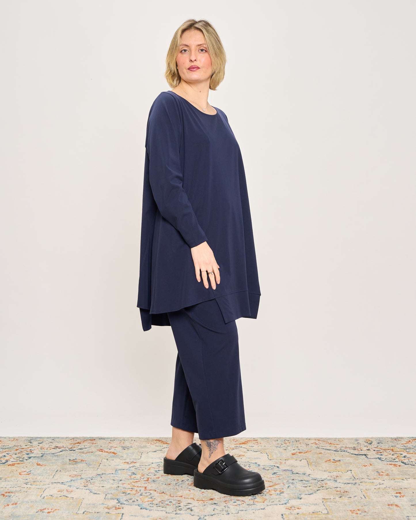 Maxi Flared Sweater with Staggered Hem