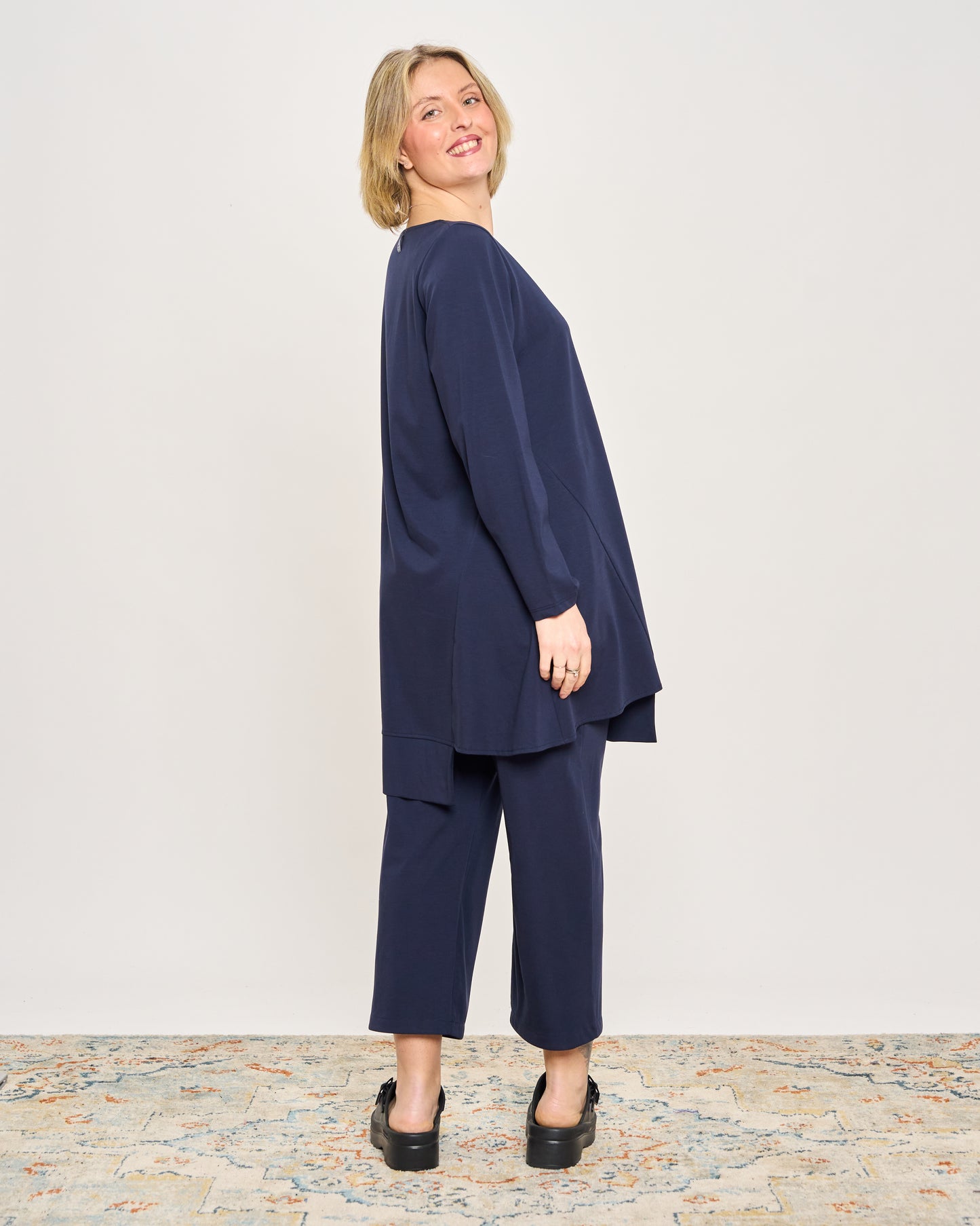 Maxi Flared Sweater with Staggered Hem