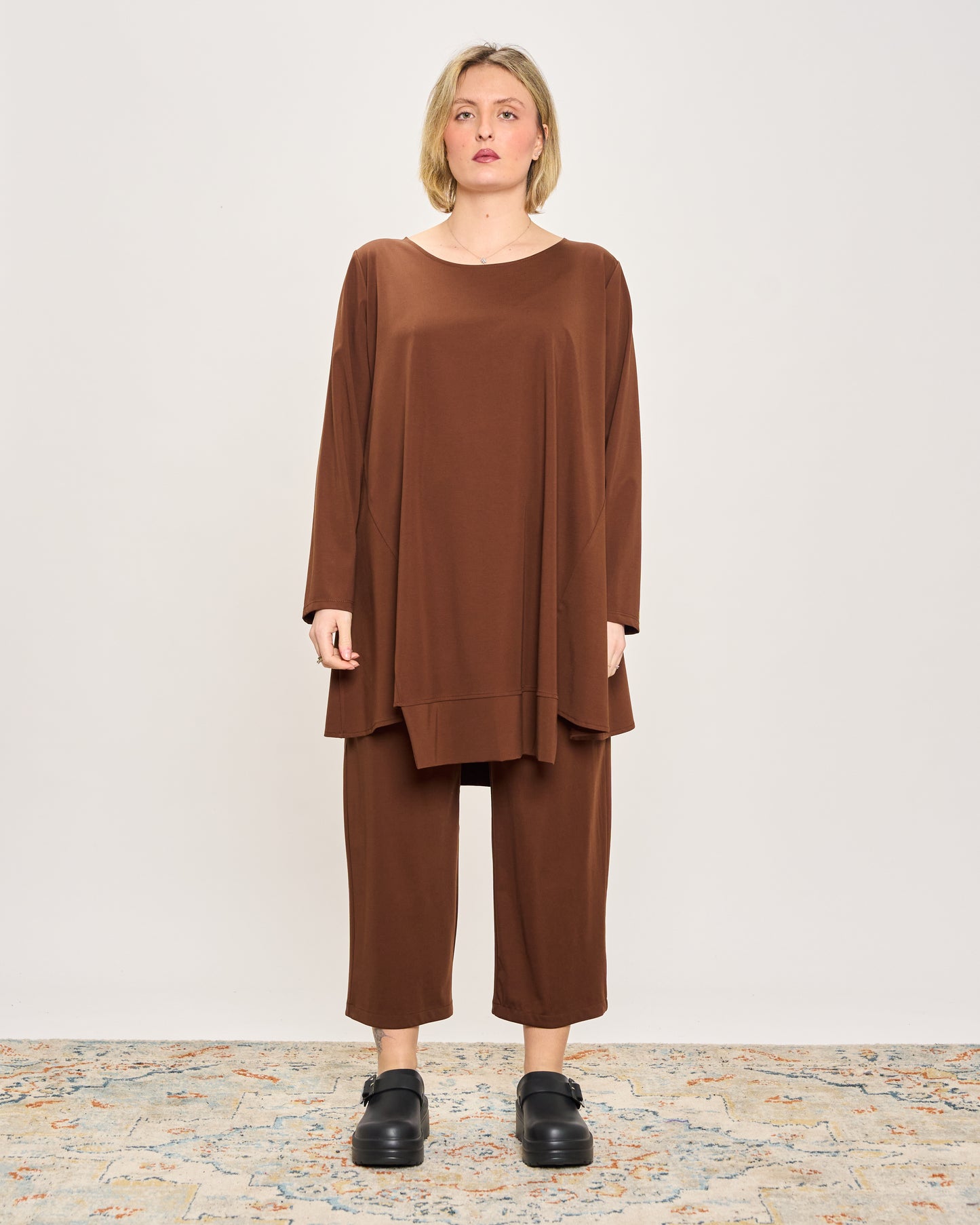 Maxi Flared Sweater with Staggered Hem