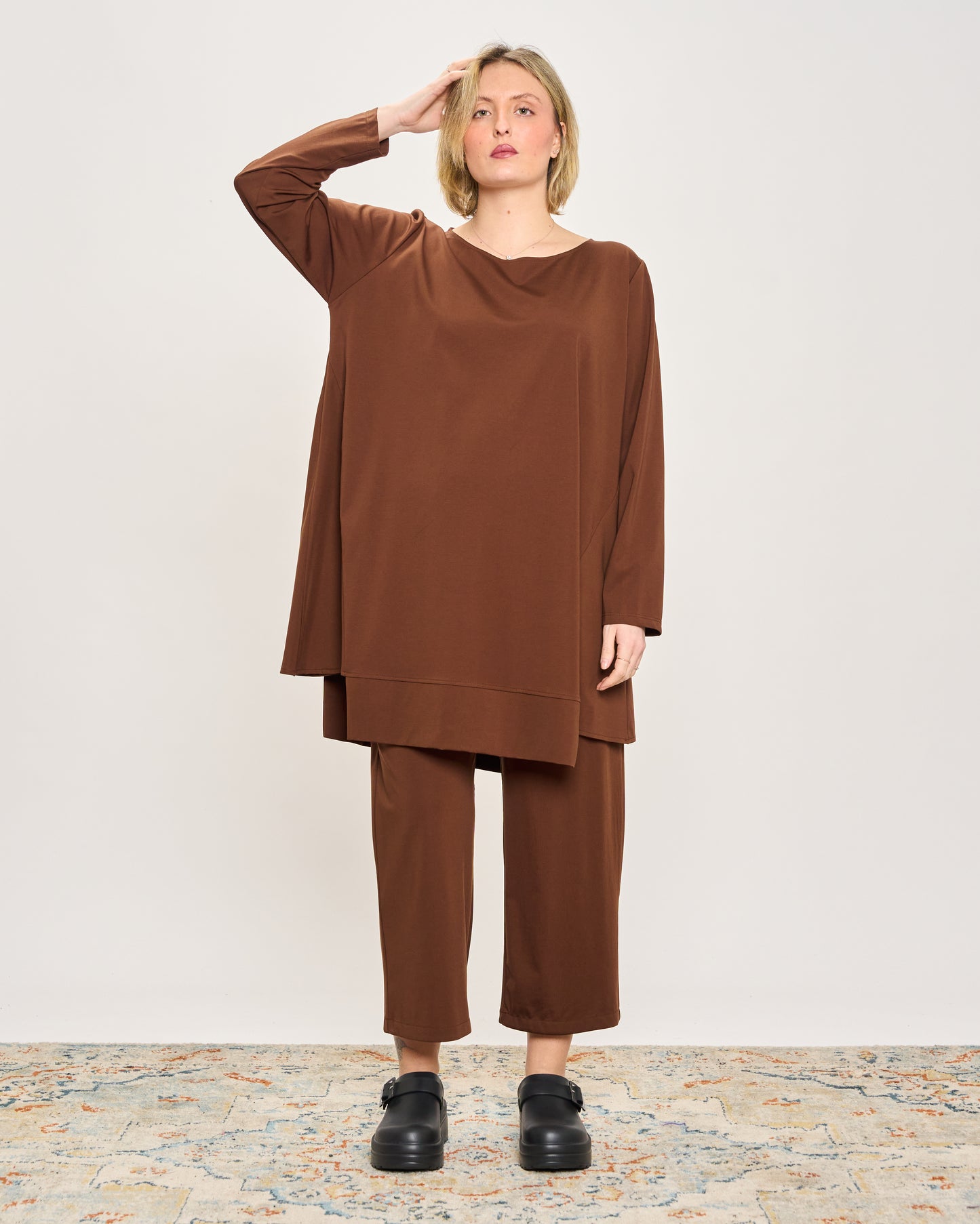 Maxi Flared Sweater with Staggered Hem