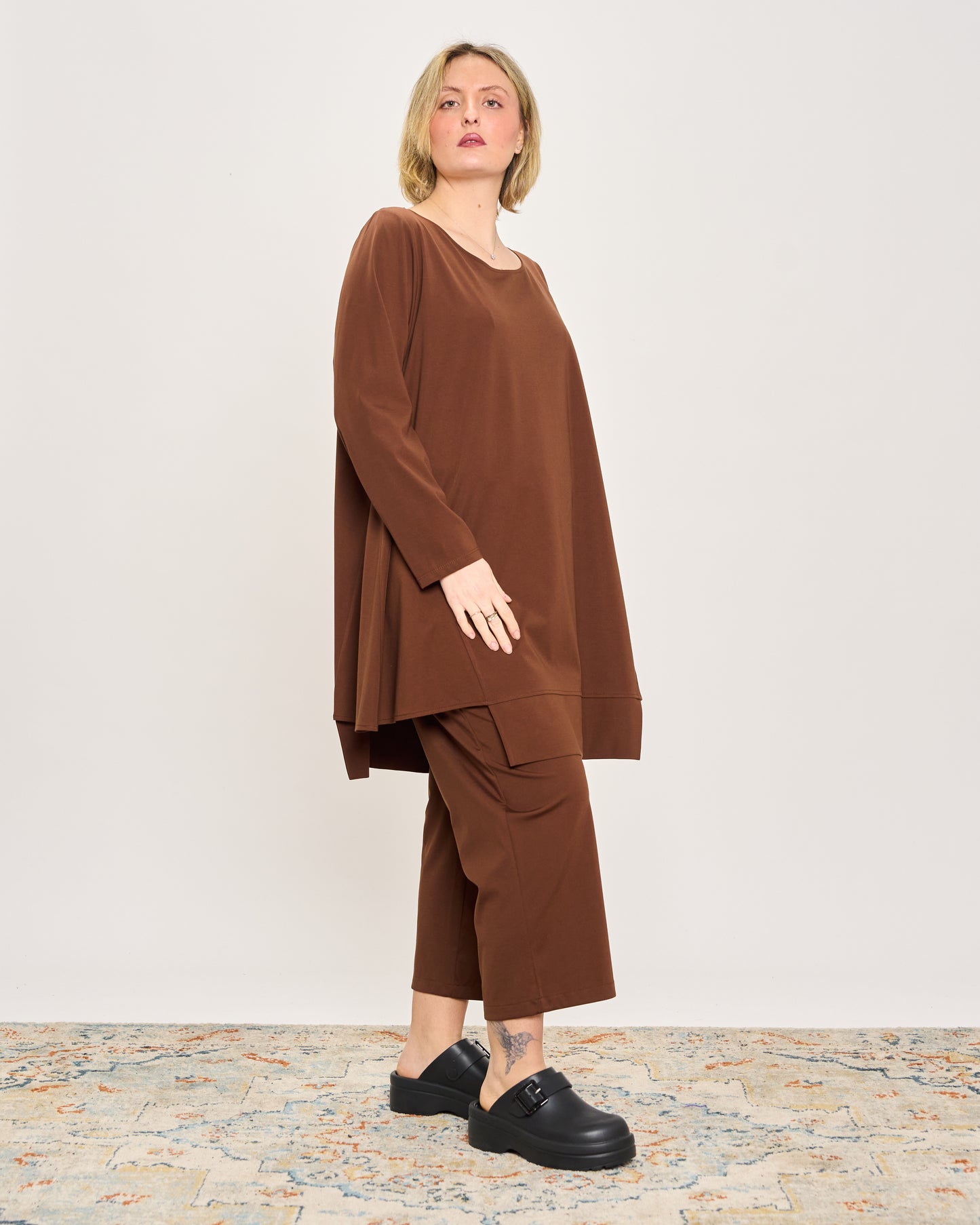 Maxi Flared Sweater with Staggered Hem