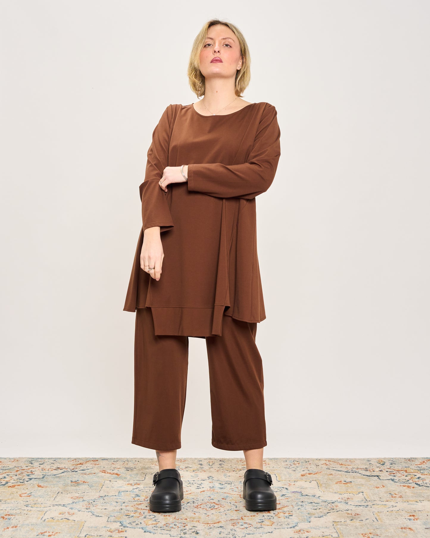 Maxi Flared Sweater with Staggered Hem
