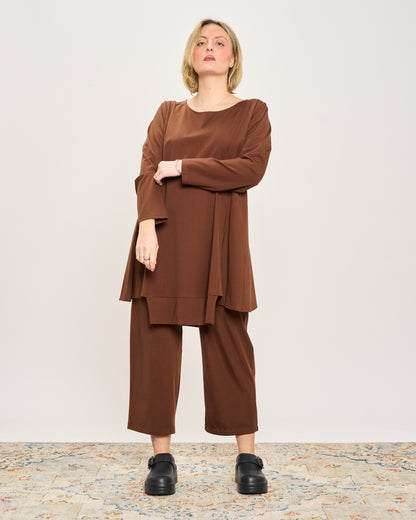 Maxi Flared Sweater with Staggered Hem