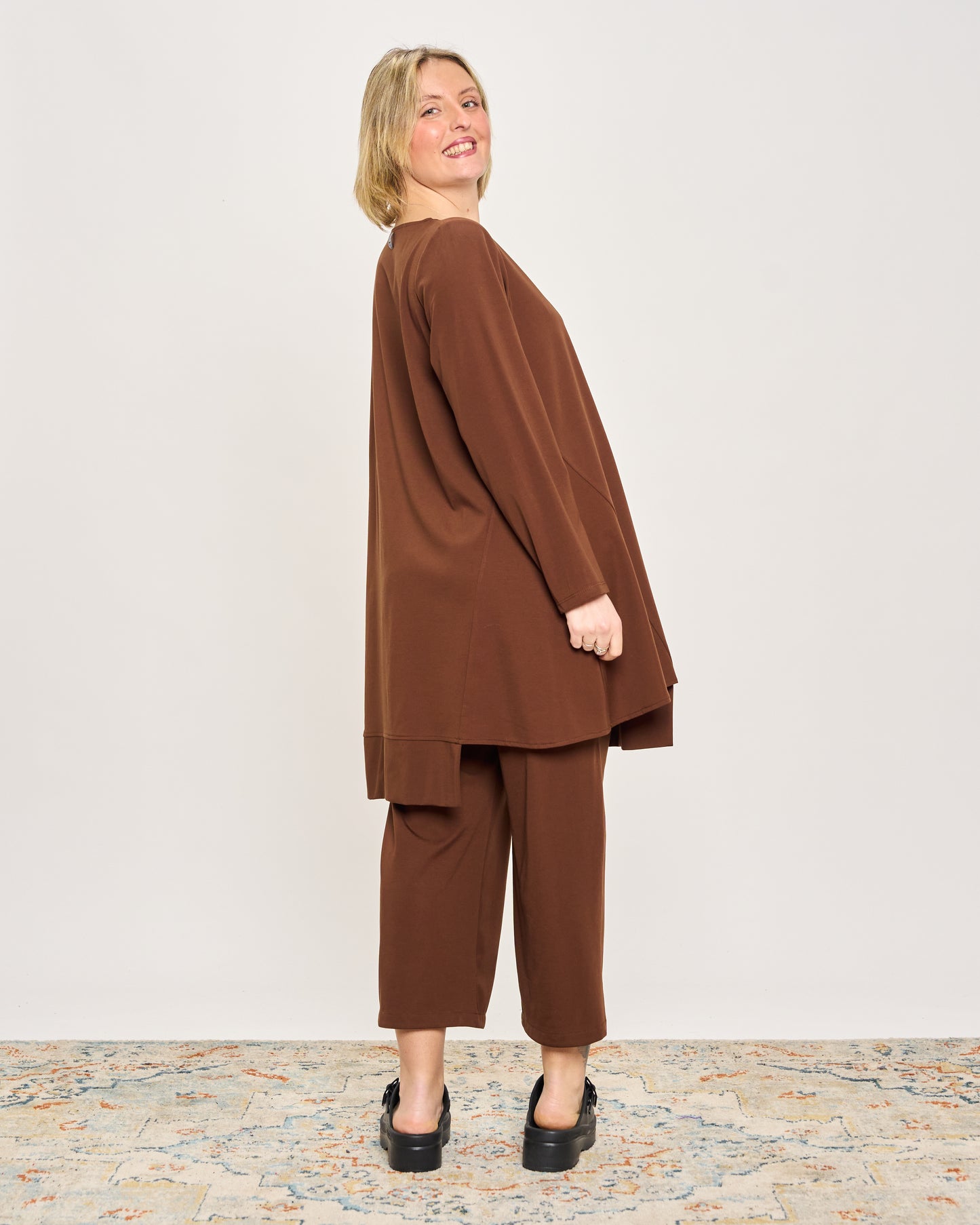 Maxi Flared Sweater with Staggered Hem