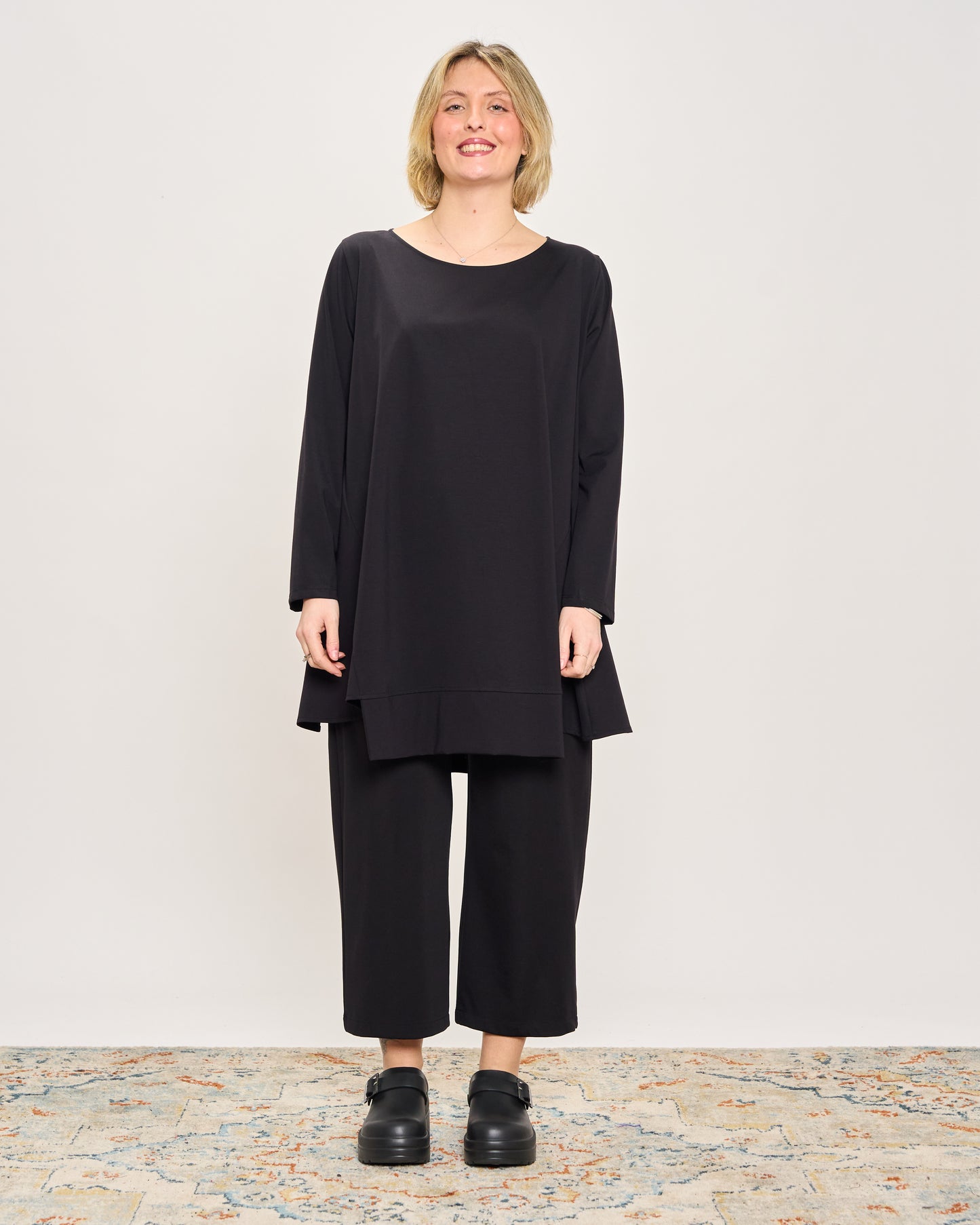 Maxi Flared Sweater with Staggered Hem