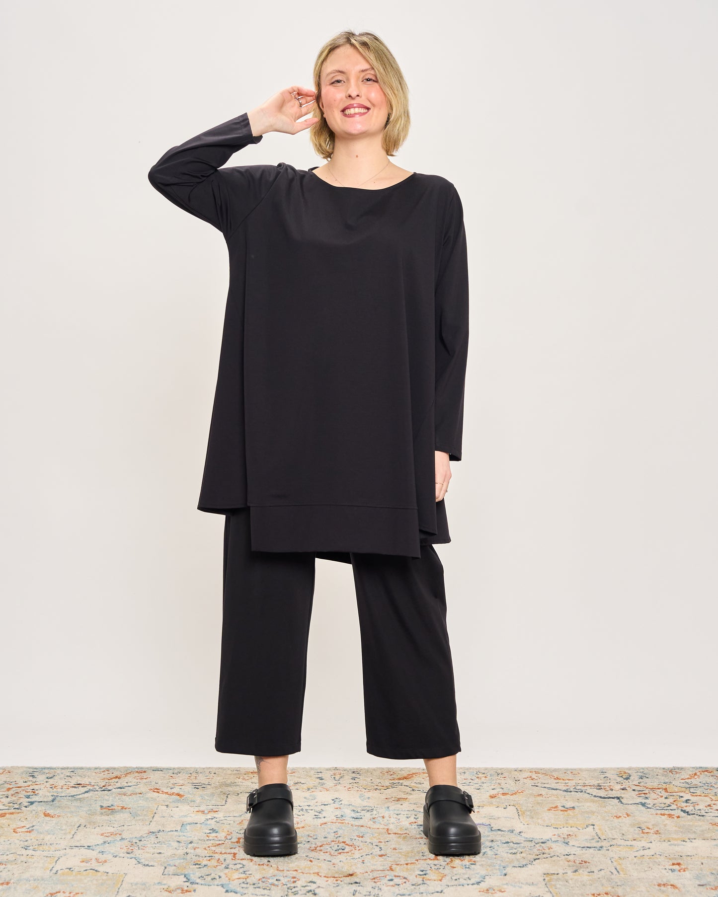 Maxi Flared Sweater with Staggered Hem