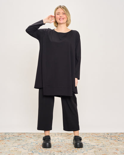 Maxi Flared Sweater with Staggered Hem
