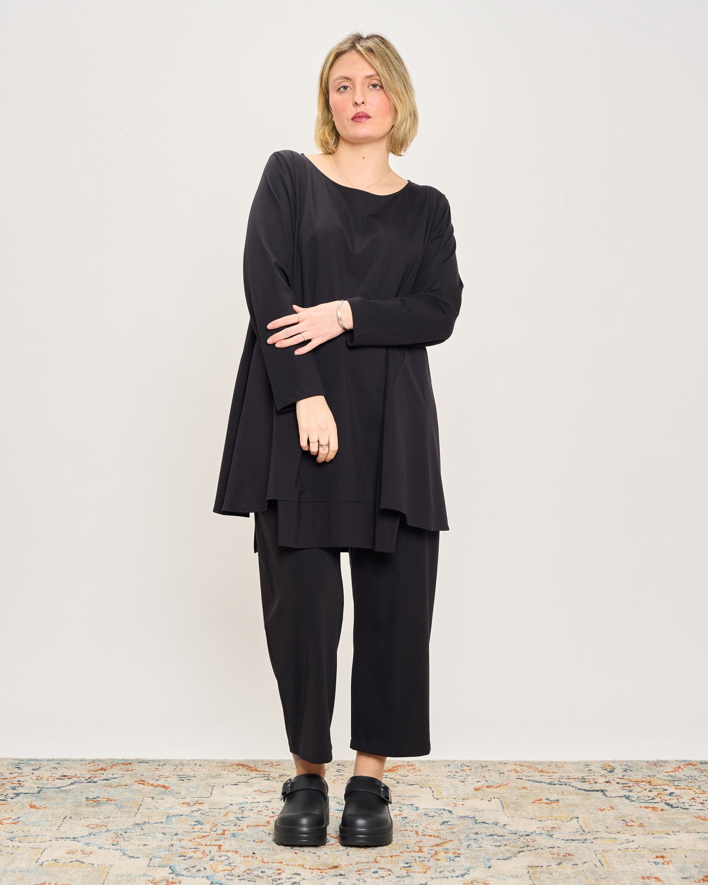 Maxi Flared Sweater with Staggered Hem