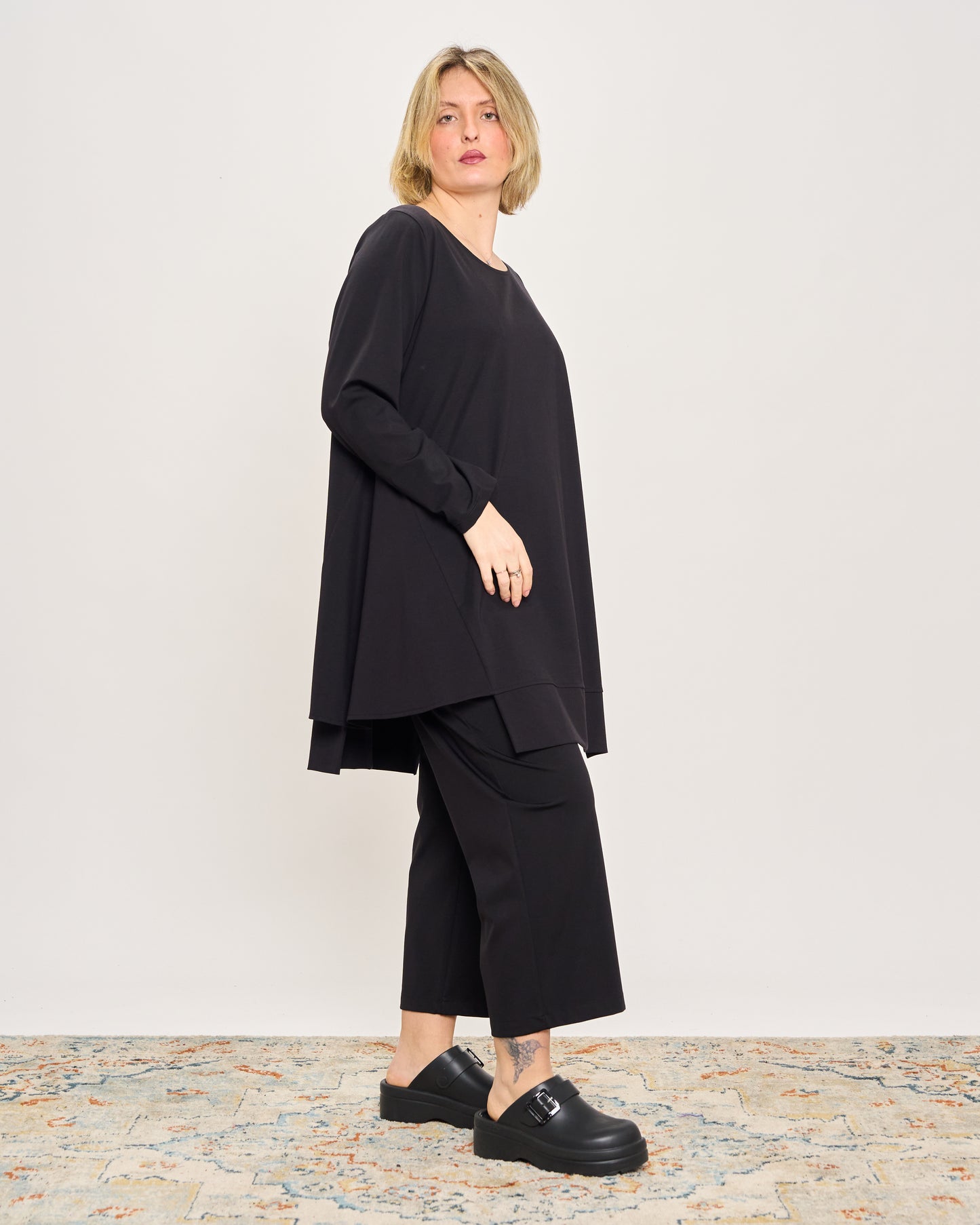 Maxi Flared Sweater with Staggered Hem