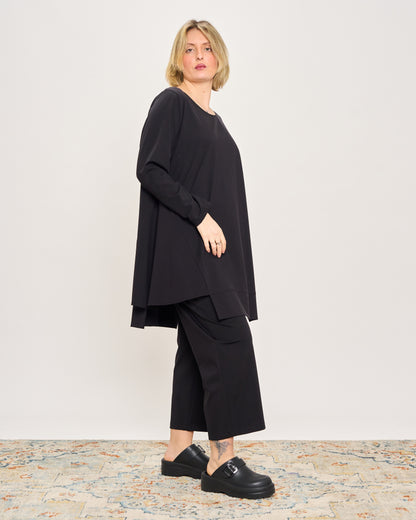 Maxi Flared Sweater with Staggered Hem