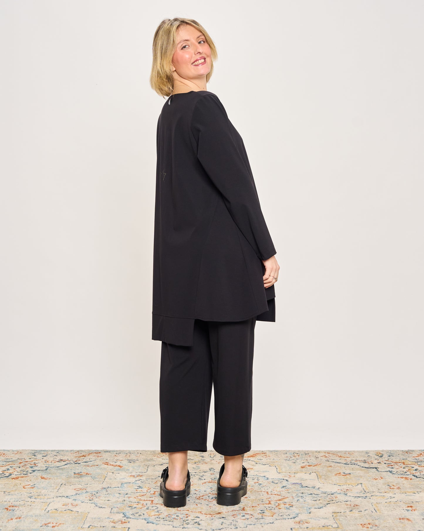 Maxi Flared Sweater with Staggered Hem