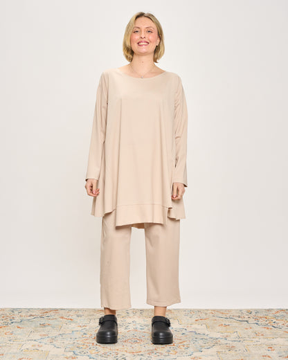 Maxi Flared Sweater with Staggered Hem